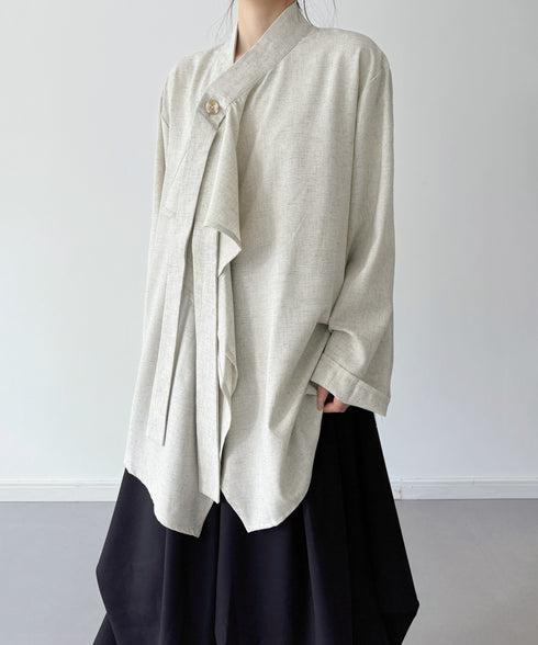 Draped Button Front Top